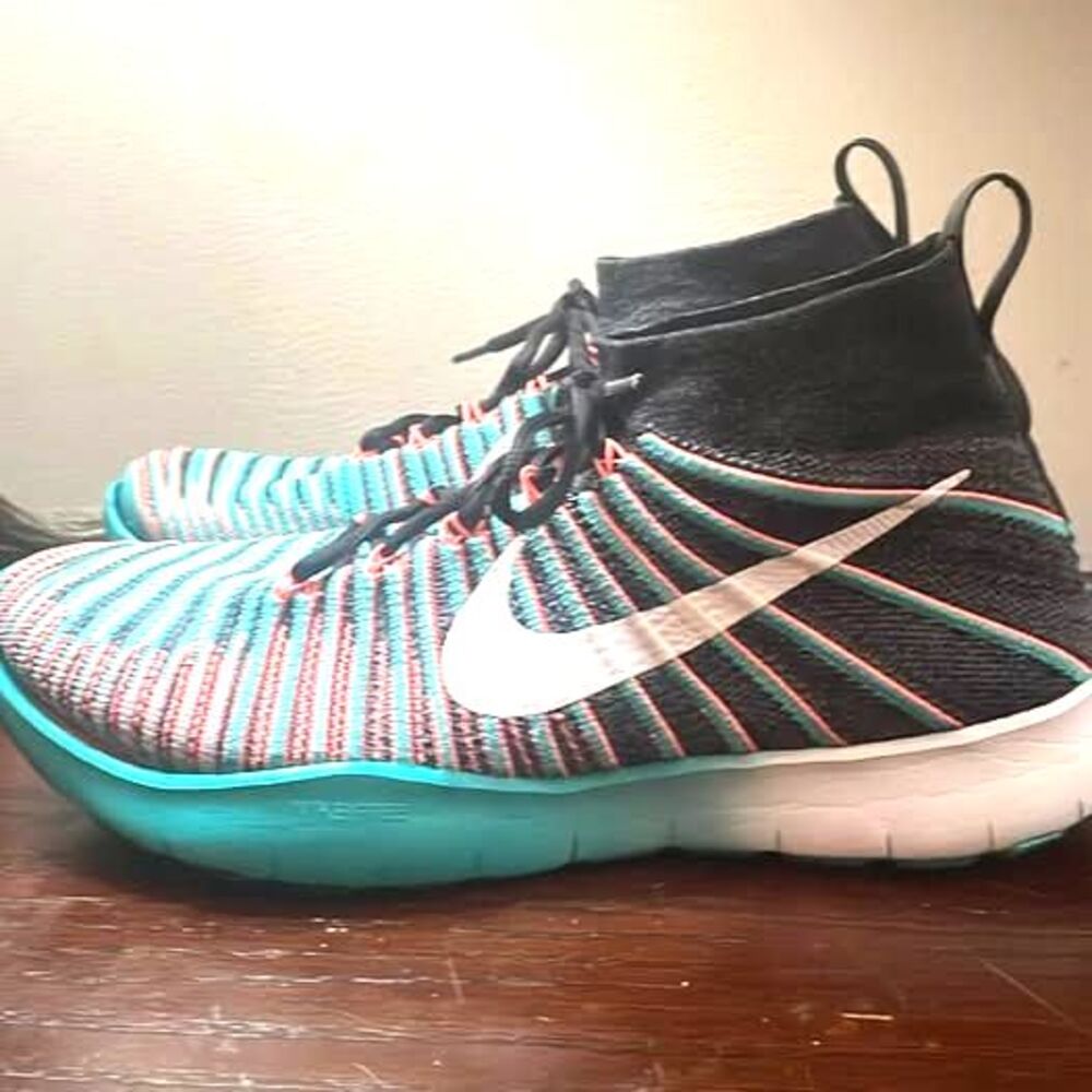 Nike Free Train Force Flyknit Shoes Men's Sz 9.5 Mango Hyper Jade 833275-018